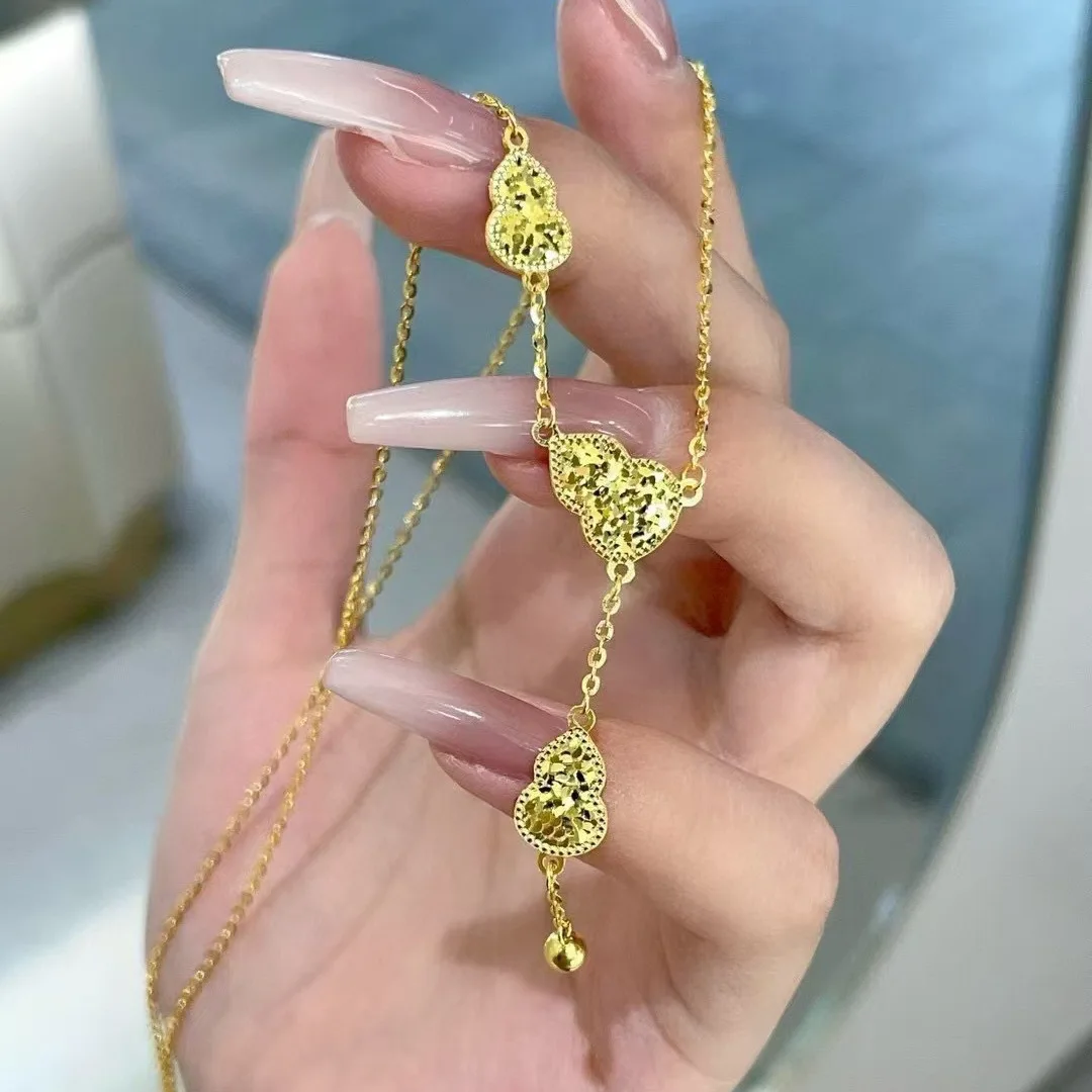 9999 gold ice cube pendant necklace with fringes for women