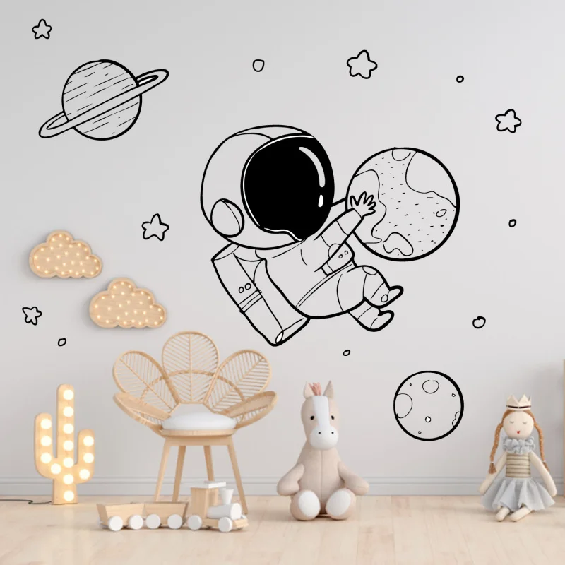

Astronaut Space Planet Star Sticker Children's Room Decoration Wall Sticker Self-Adhesive Removable