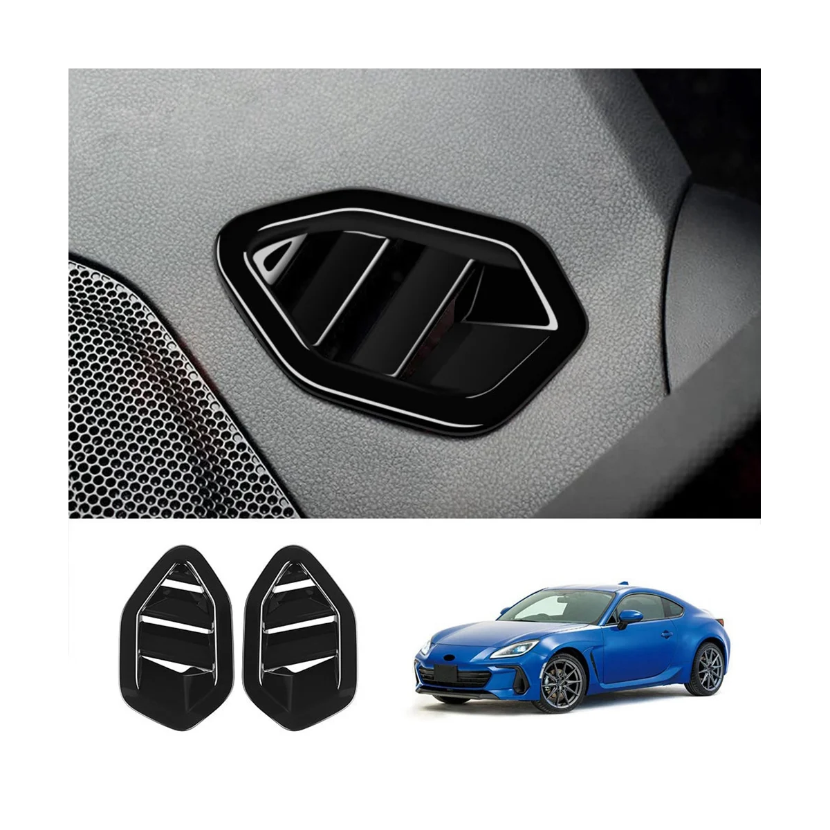 For Subaru Brz/Zd8 Toyota Gr86/Zn8 2021-2023 Dashboard Air Outlet Vent Trim Cover Sticker Decoration Frame Bright Black