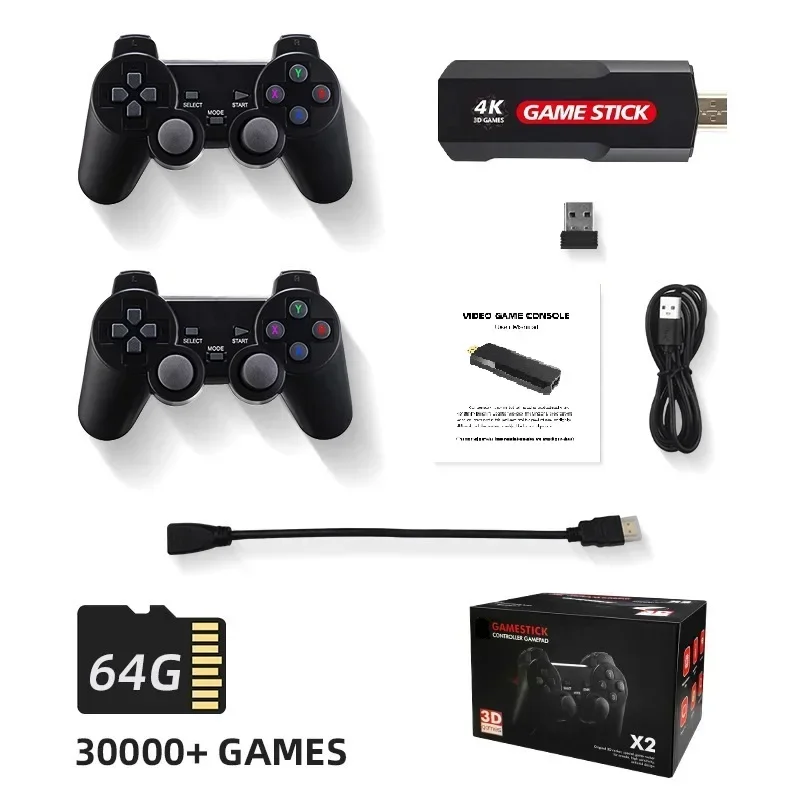 X2 8K HD Video Game Console 2.4G Double Wireless Controller Game Stick For PS1 64GB Retro 30000 Games Boy Christmas Gifts