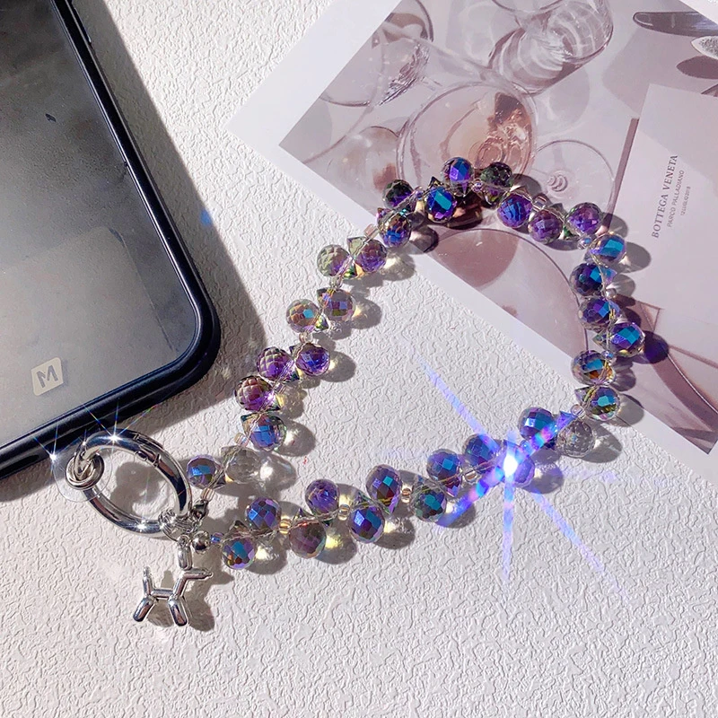 Kleurrijke kristallen telefoonketting voor dagelijkse vrouwen en meisjes Mobiele sleutelhanger Sieraden Tasaccessoires Sparkle sleutelhangeraccessoires