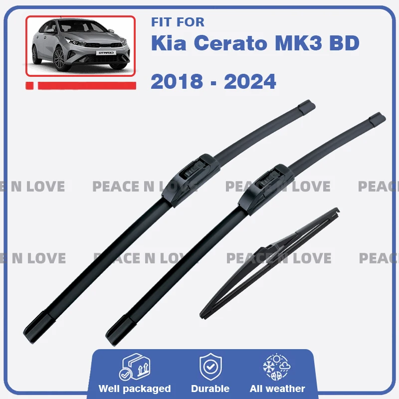 

Щетки стеклоочистителя переднего и заднего стекла для Kia Cerato MK3 BD 2018-2024, резиновые щетки для лобового стекла, автоаксессуары