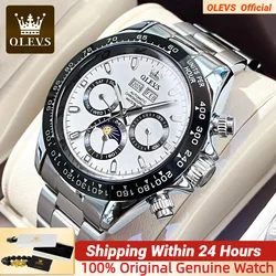 OLEVS Automatic Watches Waterproof Stainless steel Luminous Month Phase Date Watch for Men Luxury Brand Wristwatch Mechanical