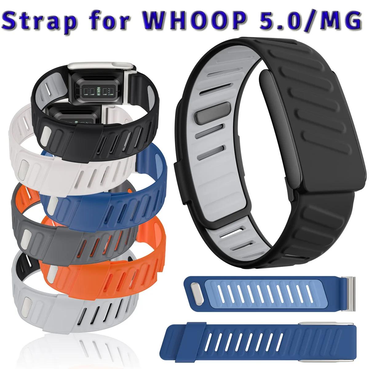 

Мягкий силиконовый ремешок для часов Whoop 5.0 с металлическим корпусом, регулируемый резиновый браслет для Whoop MG, ремешок для монитора сердечного ритма