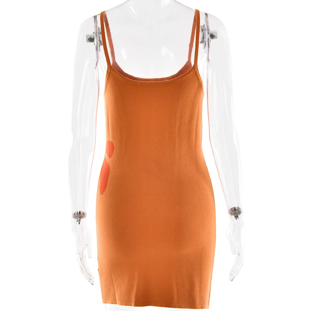 Kamisol Rajut Jacquard Bunga Gaun Mini Bodycon Pakaian Liburan Musim Panas Punggung Terbuka Tali Spaghetti Leher Rendah Wanita Pakaian Pantai