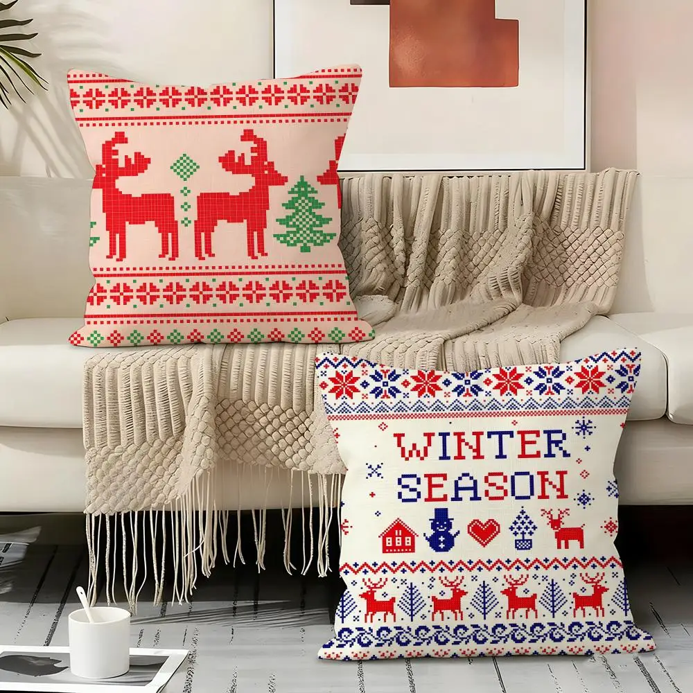 Reindeer CUTE Pillow Case Pillowcase, Double-sided Printed, Sofa Cushion, Bedroom Headboard Pillow