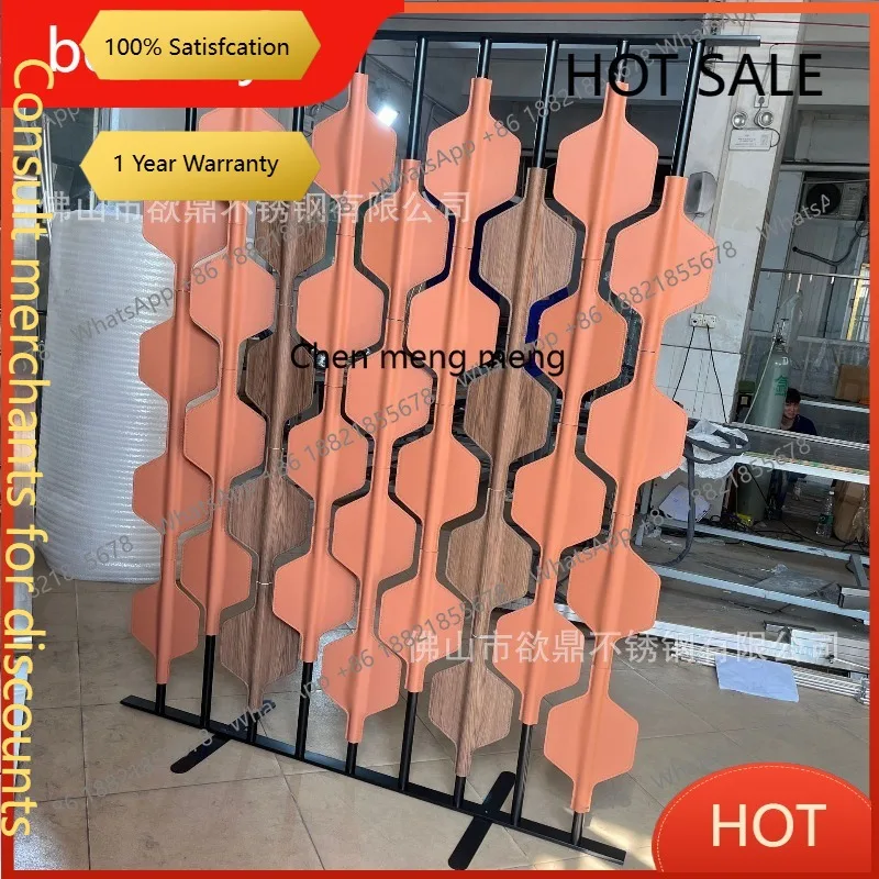 D5556 s6601 Stainless steel saddle leather screen Nordic modern home improvement rotating partition KTV hotel lobby entrance dec