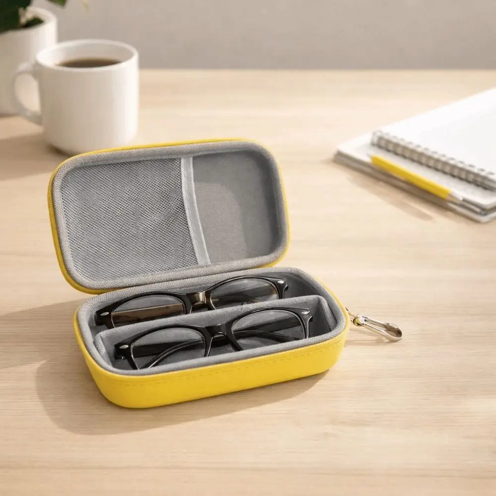 2 IN 1 EVA Glasses Case Large Capacity EVA Hard Shell Sunglasses Storage Box Shockproof Waterproof Sunglasses Protective Case