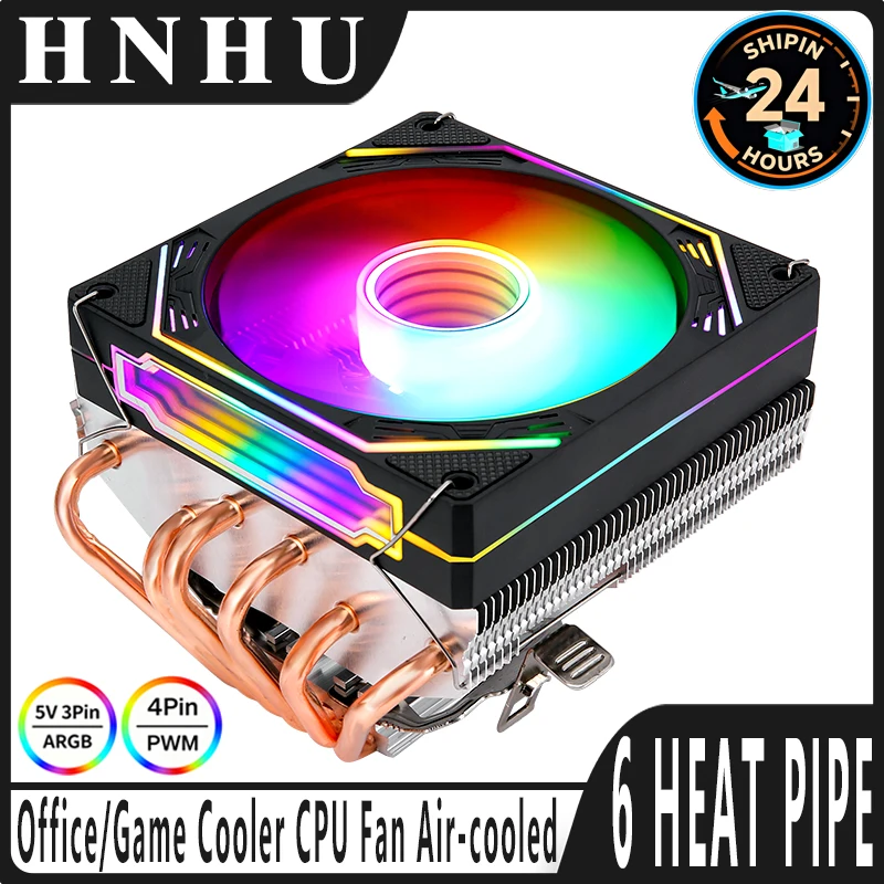 Kompatybilny z HNHU instalator LGA2011-3 115x 2066 1200 1700 AMD AM4 x79 x99 Procesor CPU Poziomy Chłodzenie 6 Heat Pipe 120mm Wentylator ARGB