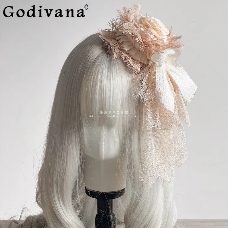 Acessórios para o cabelo feminino cosplay lolita cocar gótico escuro selvagem lo elegante chapéu pequeno cocar meninas doce chapéu formal