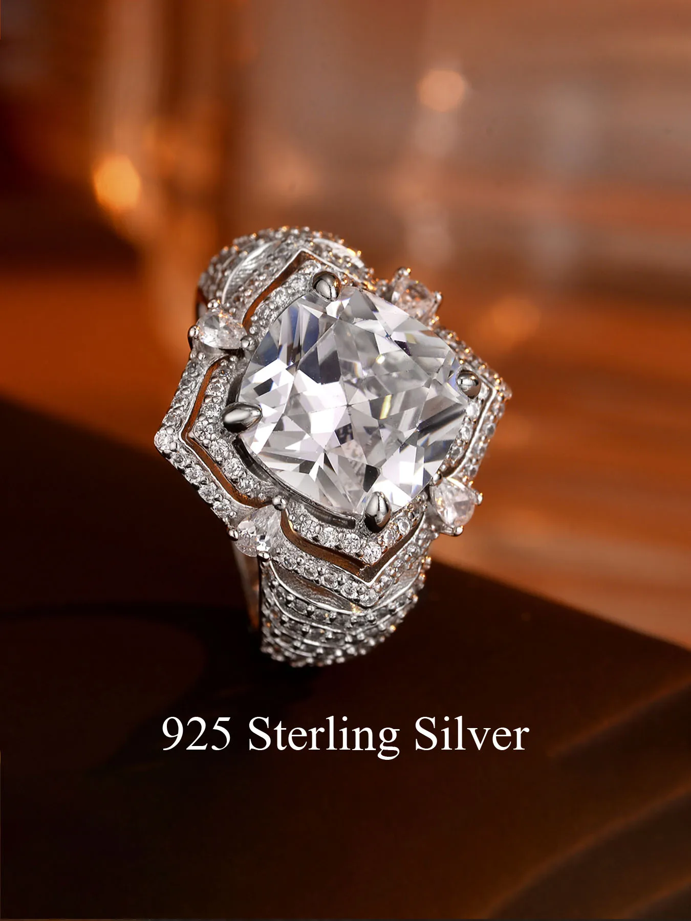 

925 Sterling Silver Lady's Ring, Luxurious And Fashionable, With A Layered Flower Design, Set With 5A Zirconia Stones,Daily Wear
