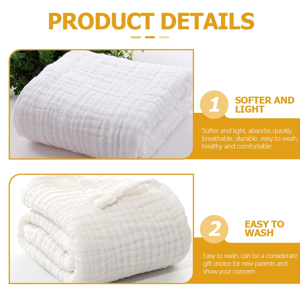 

Muslin Blanket Bath Towel Cotton Gauze Nursery Soft Comfortable Foldable Travel Stroller Car Use Easy Wash Gift New Parents