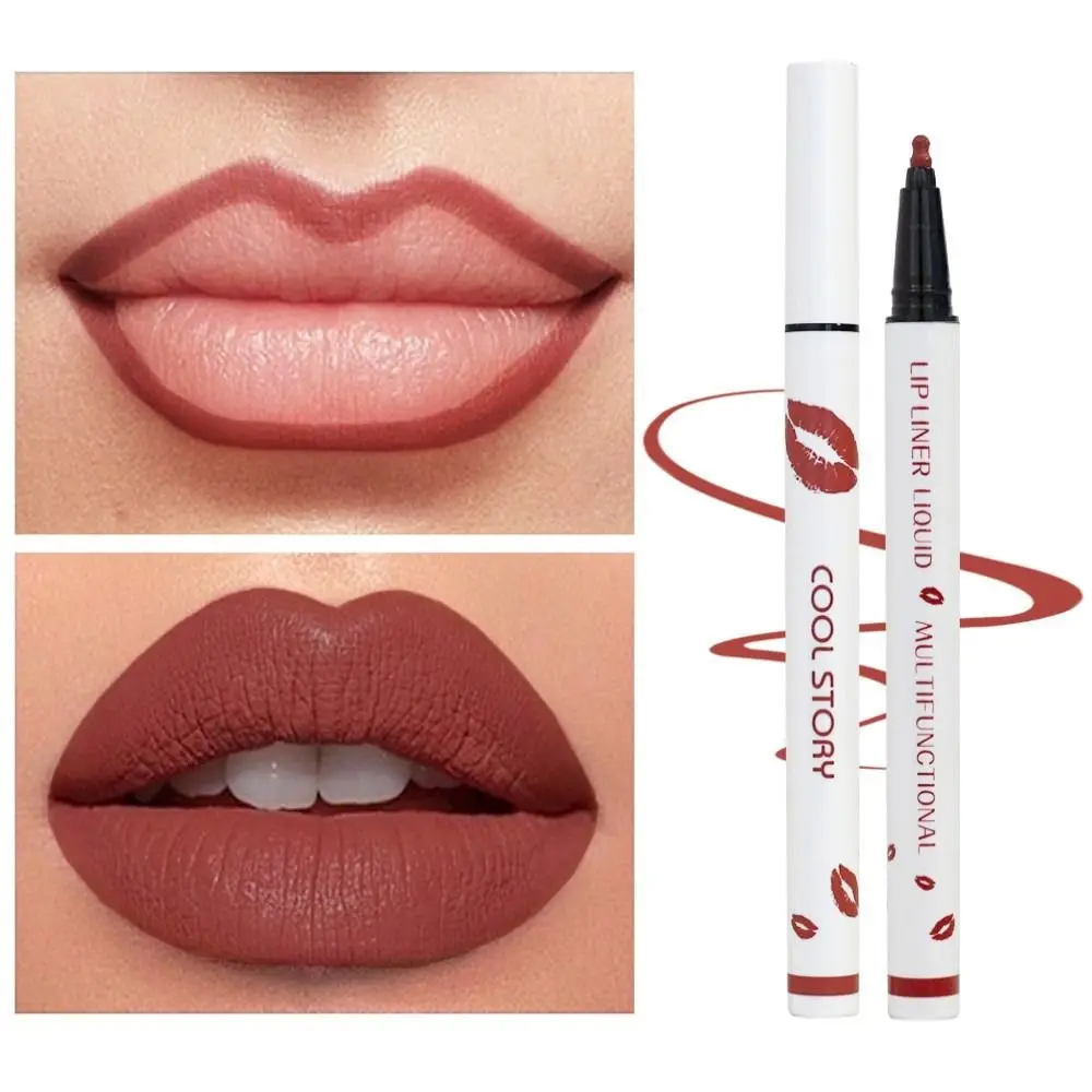New Longwear Liquid Lip Liner Waterproof 2-in-1 Matte Lip Stain Marker Long-Lasting Quick-Drying Liquid Lipstick for Lip Makeup