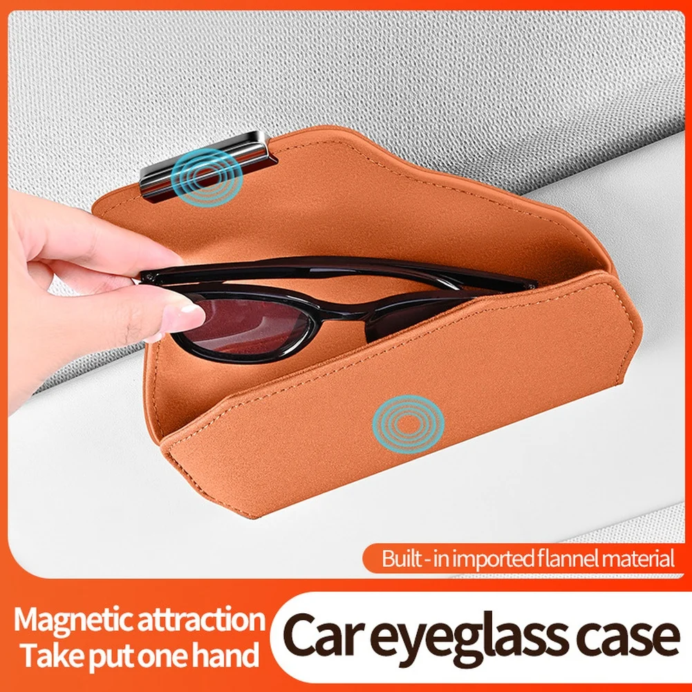 

Eyewear Organizer for Car with Magnetic Closure Suede Glasses Case Sun Visor Holder for Sunglasses and Small Items