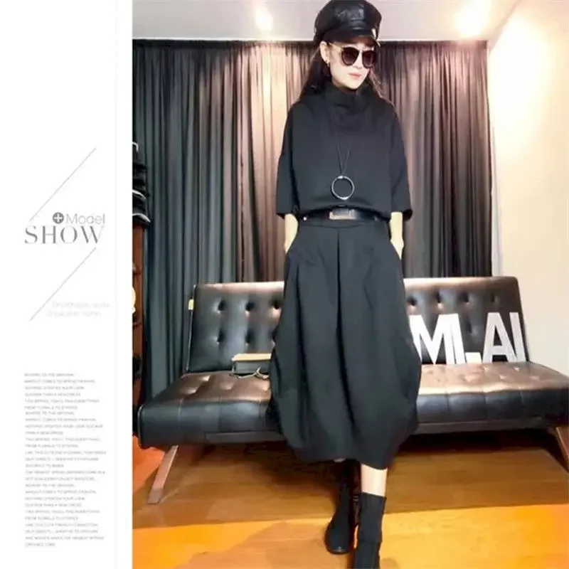 

Весна-Осень 2022, новые женские костюмы, корейские модные костюмы средней длины, юбка, свободная тонкая футболка, юбка-бутон, большие комплекты из двух предметов