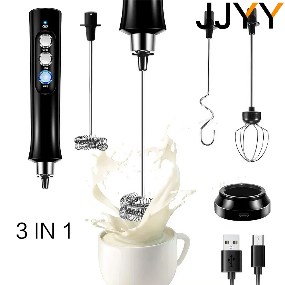 

JJYY Cordless Milk Frother Cordless Mixer Handheld Egg Whisk Coffee Froth Mixer USB Portable Kitchen Tools