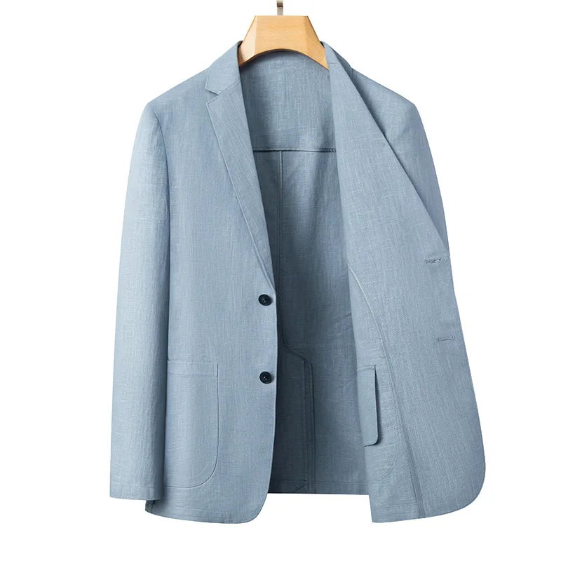

Men's 2026 New Arrival 100% Linen Lightweight Casual Blazer Lapel Collar 2 Button Business Casual Suit Coat for Summer