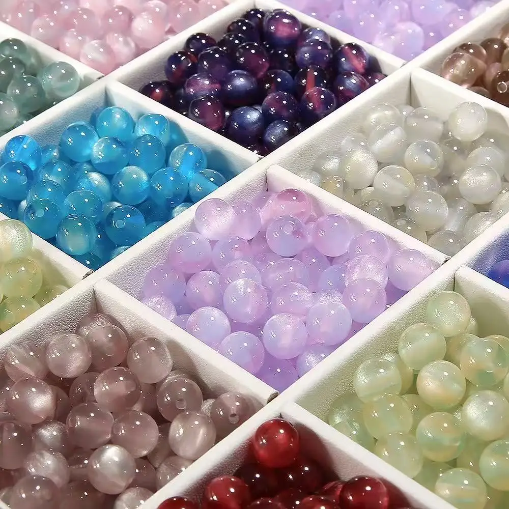 

60pcs/lot 10mm [Dream Imitation Cat's Eye] Resin Starry Sky Beads Handmade DIY loose beads bracelet necklace jewelry material
