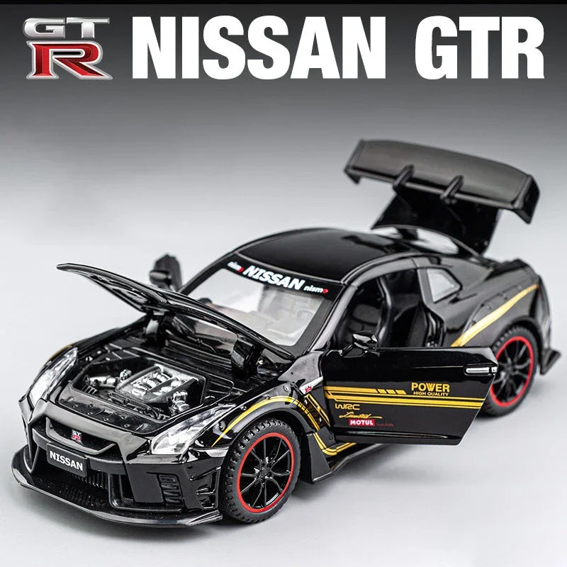 

1:32 Nissan GTR R35 Суперкар из сплава, игрушечный автомобиль, металлическая коллекционная модель автомобиля, звуковые и световые игрушки для детей