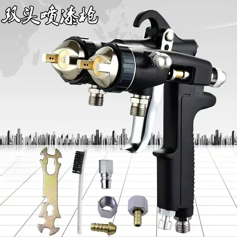Dual‑Head Two‑Component Nano Spray Gun Pressure‑Feed Sprayer For Water‑Based Coating Glue Industrial Painting Tool