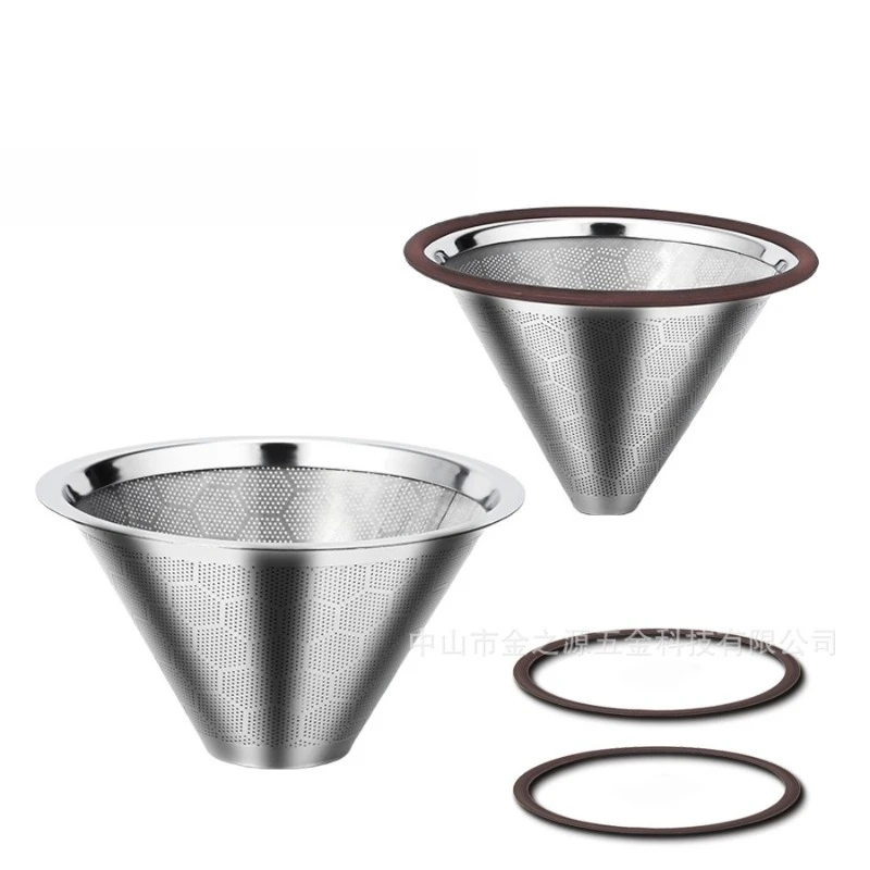 

LMM Stainless Steel Hand Brew Coffee Filter Filter Free Paper Tape Silicone Mug