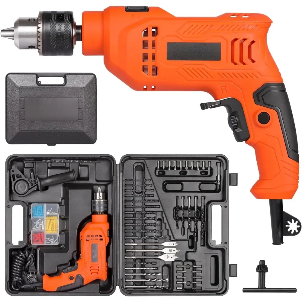 

4.5Amp 1/2-inch Corded Impact Drill Hammer Drill with 105pcs Accessories, Variable Speed 0-3000