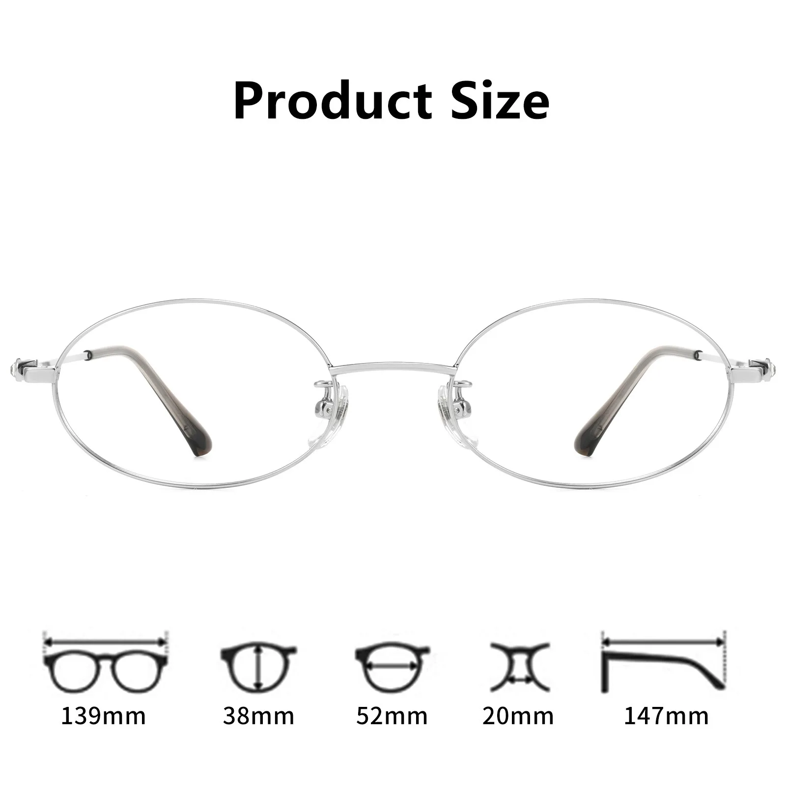 Small face oval titanium alloy women's glasses frame prescription myopia glasses frame fashion bare face prescription glasses