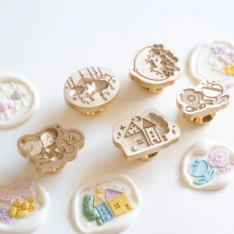 Vintage Relief Lacquer Seal Head Wax Seal Head Stamp Sealing Wax DIY Clip Card Envelope Invitation Letter Decoration Gift