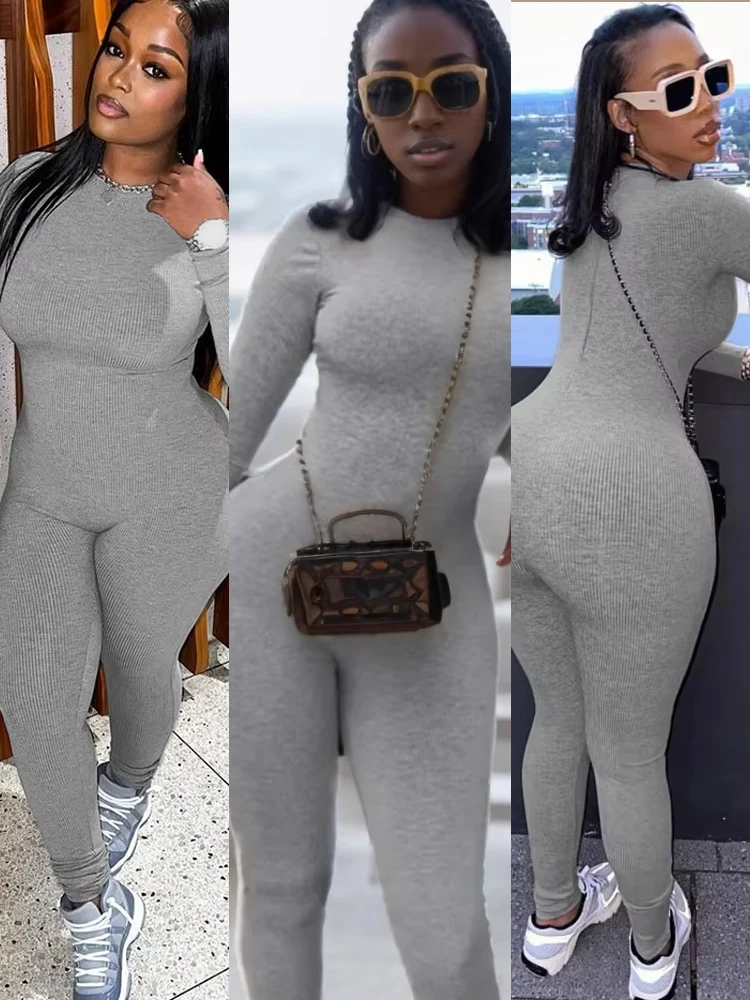 Weird Puss однотонный повседневный комбинезон для фитнеса женский эластичный обтягивающий комбинезон с длинными рукавами спортивный облегающий простой осенний уличный комбинезон