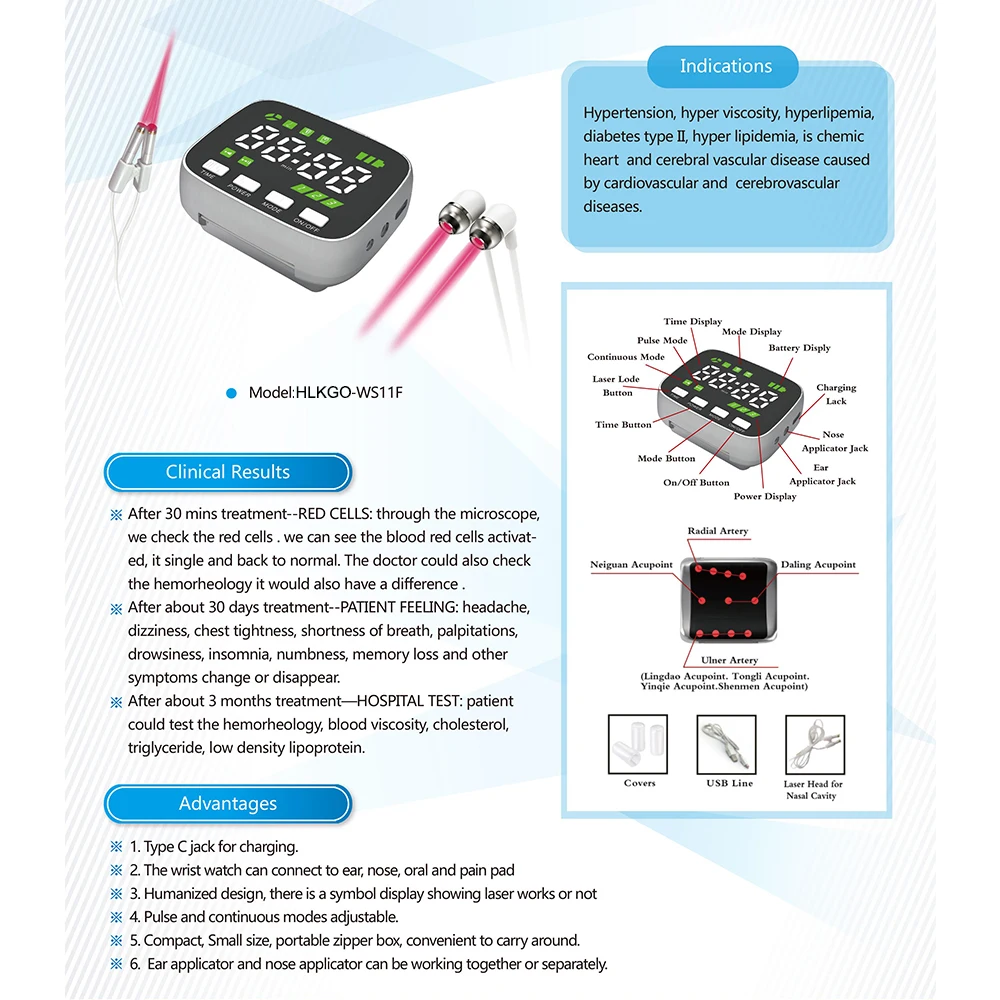 

Factory laser watch portable LLLT low level laser therapy treatment for home healthcare