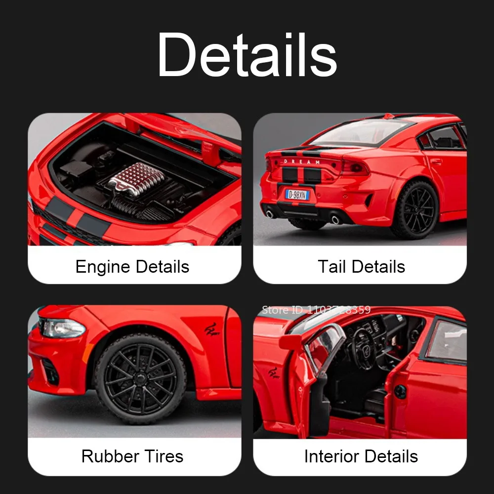 1:32 مقياس شاحن لعبة مجسمة سيارات سبيكة دييكاست الصوت ضوء الباب فتح التراجع امتصاص الصدمات الديكور للأطفال هدايا