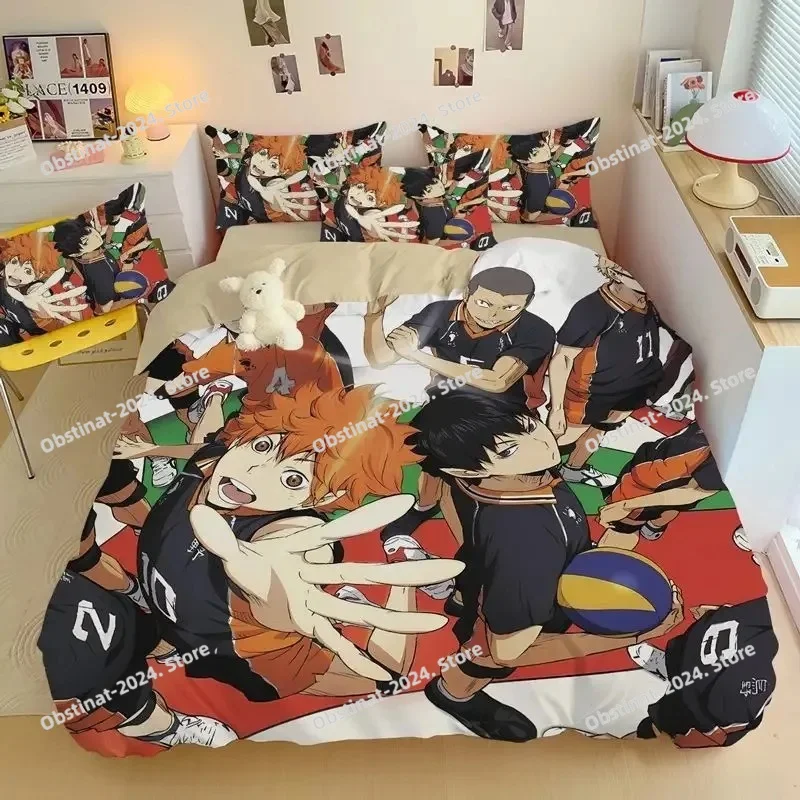 

Cartoon Duvet Cover Pillowcase H-Haikyuu Bedding Set Volleyball Boys children Bedroom dormitory Single Double Large Size