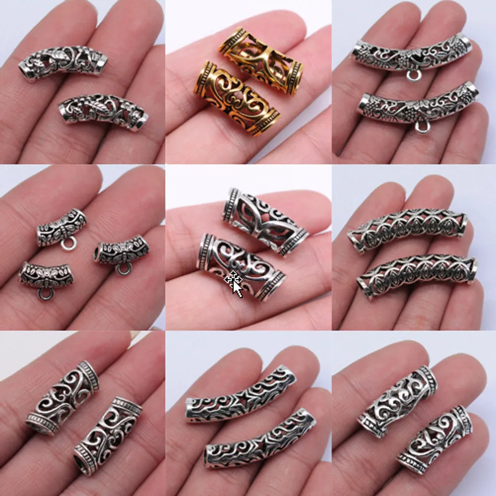 Bulk Charms For Jewelry Making Pendant Diy Jewelry African Hair Braid Tube Metal Hollow Hair Dread Bead Dreadlock Cuffs