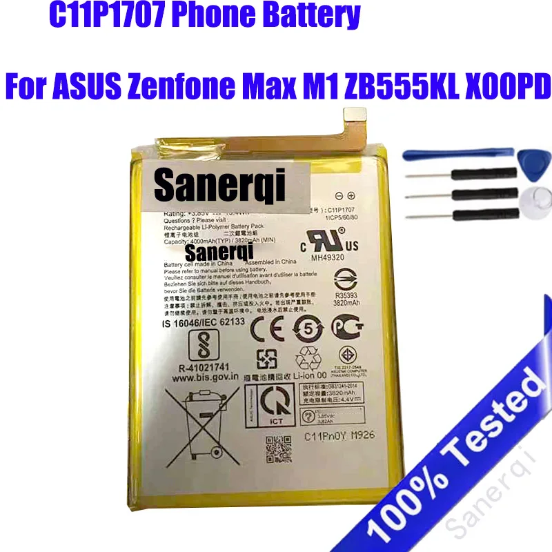 

Полный аккумулятор C11P1707 для телефона ASUS Zenfone Max M1 ZB555KL X00PD, 4040 мАч, высокая емкость + бесплатные инструменты