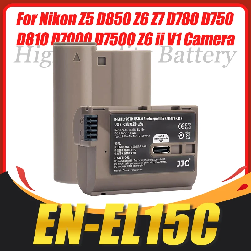 

EN-EL15C EN-EL15 EN-EL15B Battery With Type-C Port For Nikon Z5 D850 Z6 Z7 D780 D750 D810 D7000 D7500 Z6 ii V1 Camera