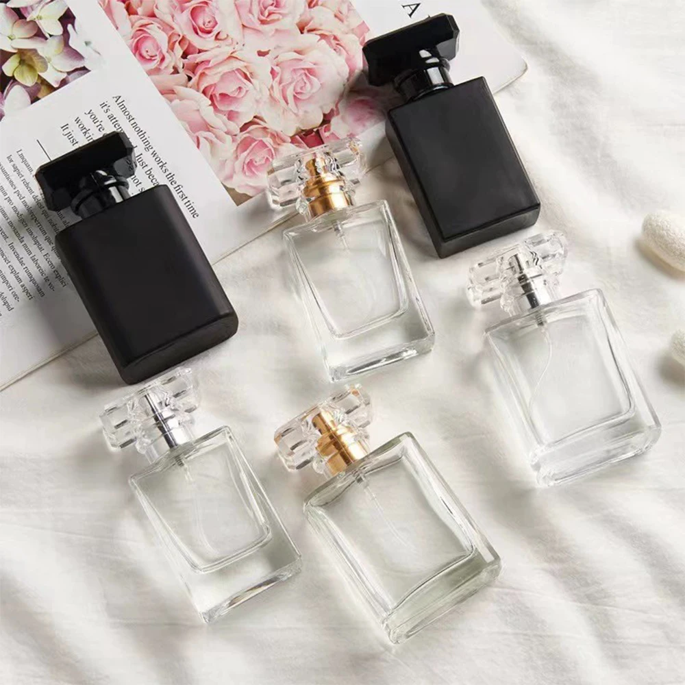 5pcs 10pcs 20pcs 50ml Transparent Black Perfume Bottles Travel Pocket Glass Spray Bottles Empty Bottles Mist Spray Bottle