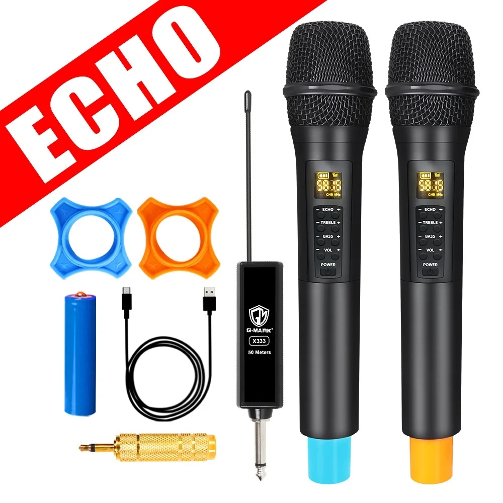 Top Wireless microphon G-MARK X333 ECHO Handheld Mic Lithium Battery Metal Body For Karaoke Recording Speech Show Party Church