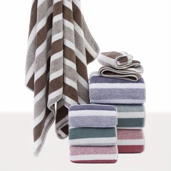 Bath towel set Absorbent dry hair wide strip coral velvet printed towel