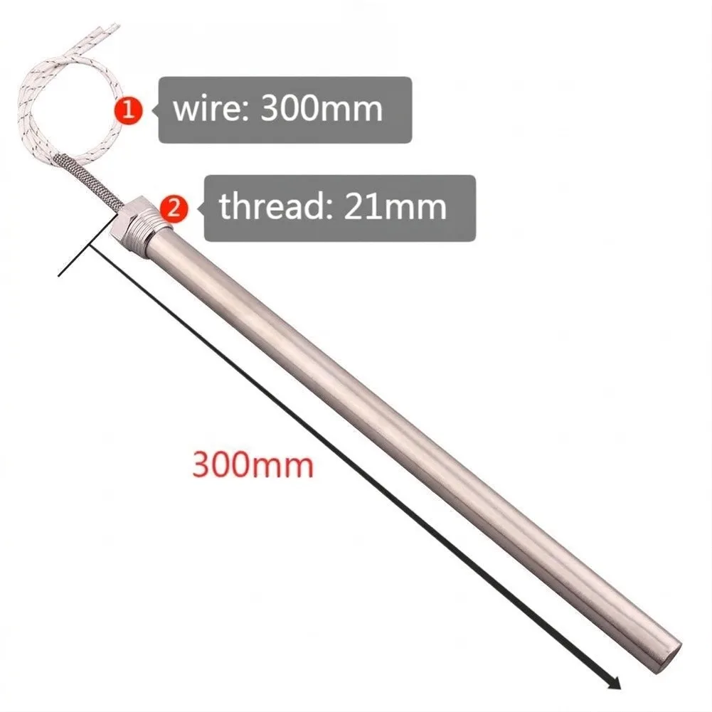 220V 304 Stainless Steel Electric Water Heater 1/2 Inch DN15 Thread For Immersion Heating Rod For Cylinder Tank 300W-2000W