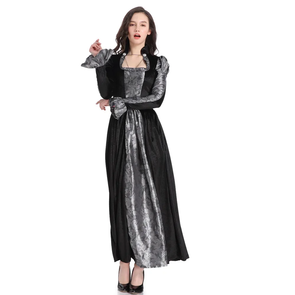 

Black Gothic Anime Vampire Costume For Women Victorian Queen Masquerade Costume For Halloween Carnival Costumes