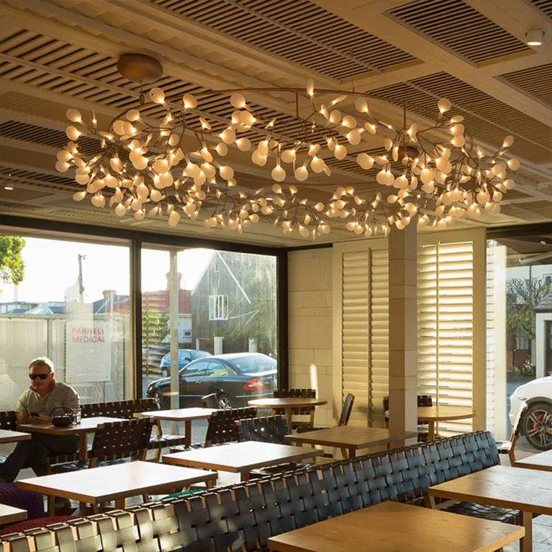 

2025 New Firefly Chandelier Ins Creative Design Metal Acrylic White Dimmable Ceilings Lustre Pendant Lamp