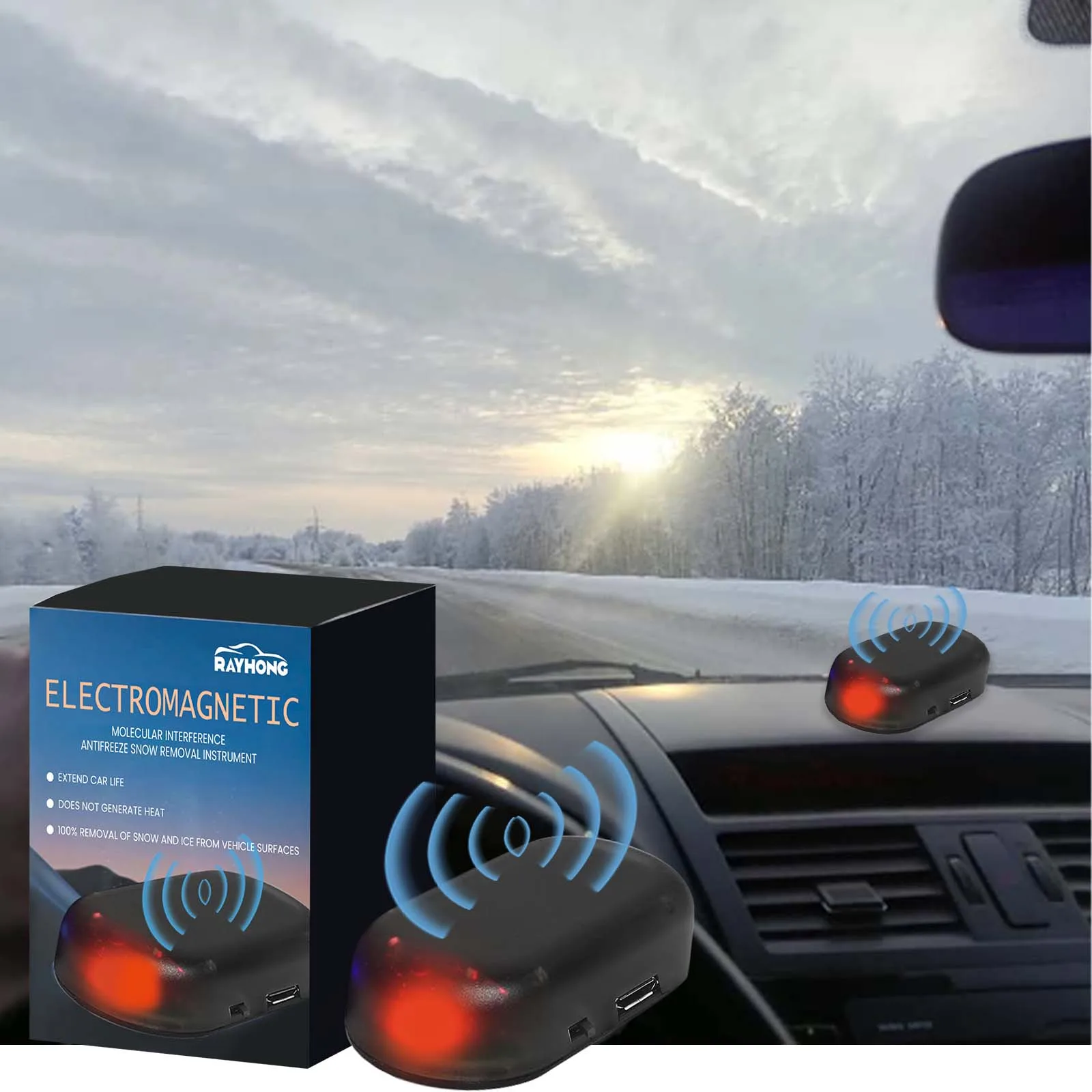 Antifreeze Car Electromagnetic Molecular Defroster Front Rear Windshield Car Snow Removal Instrument Solar Antifreeze De-icer