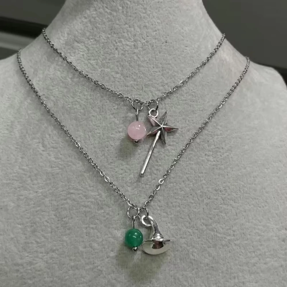 The Musical Charms Necklace Wicked Magic Bad Witch Adjustable Metal Bracelet Hat Broom Combo Bracelet Unisex Birthday Gifts