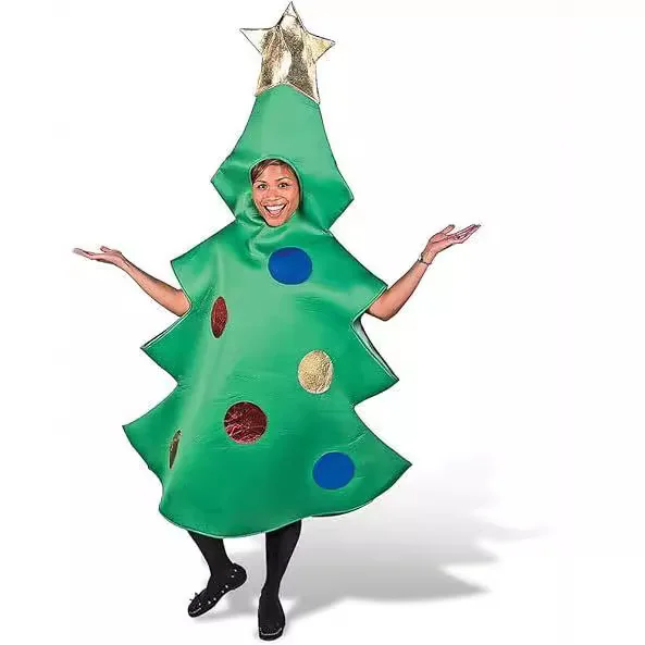 

Adult Unisex New Christmas Christmas Game Party Green Christmas Tree Shape Jumpsuit Cosplay Stage Performance Costume Suit