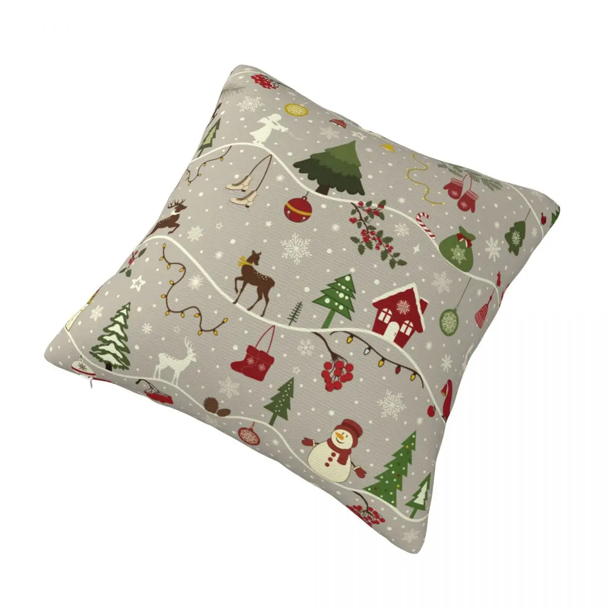 Classic Xmas Greeting Christmas Elements Gifts Pillow Covers  Cushion Cover Decorative Holiday Tree Pillow Case Cover Home