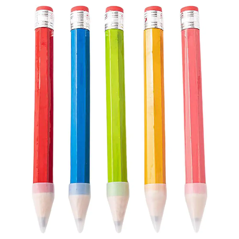 5 Pcs Large Wooden Pencil Pencils Jumbo Crayons Colored Giant Sharp Big for Kids Toddler
