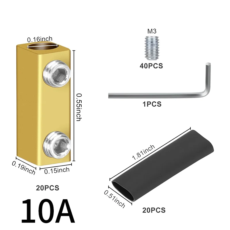 20pcs 8 Gauge Wire Connectors, 8 AWG 0.5-4mm Wire Docking Connector Quick Wiring 10A 20A Connection Terminal  Screw Terminal