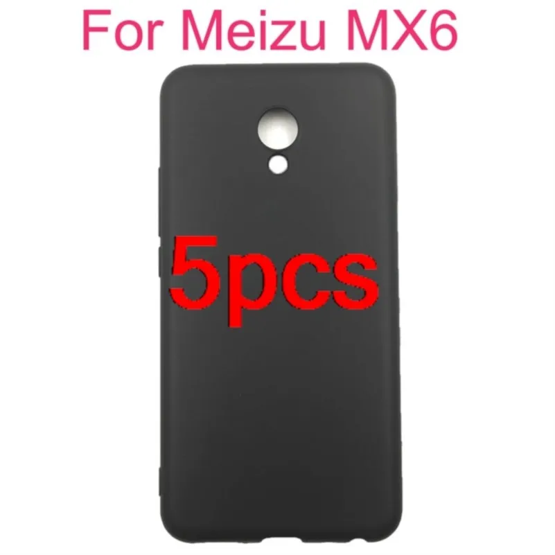 5pcs black matte cover on for meizu mx6 silicone phone protective back shell soft tpu case guard shield