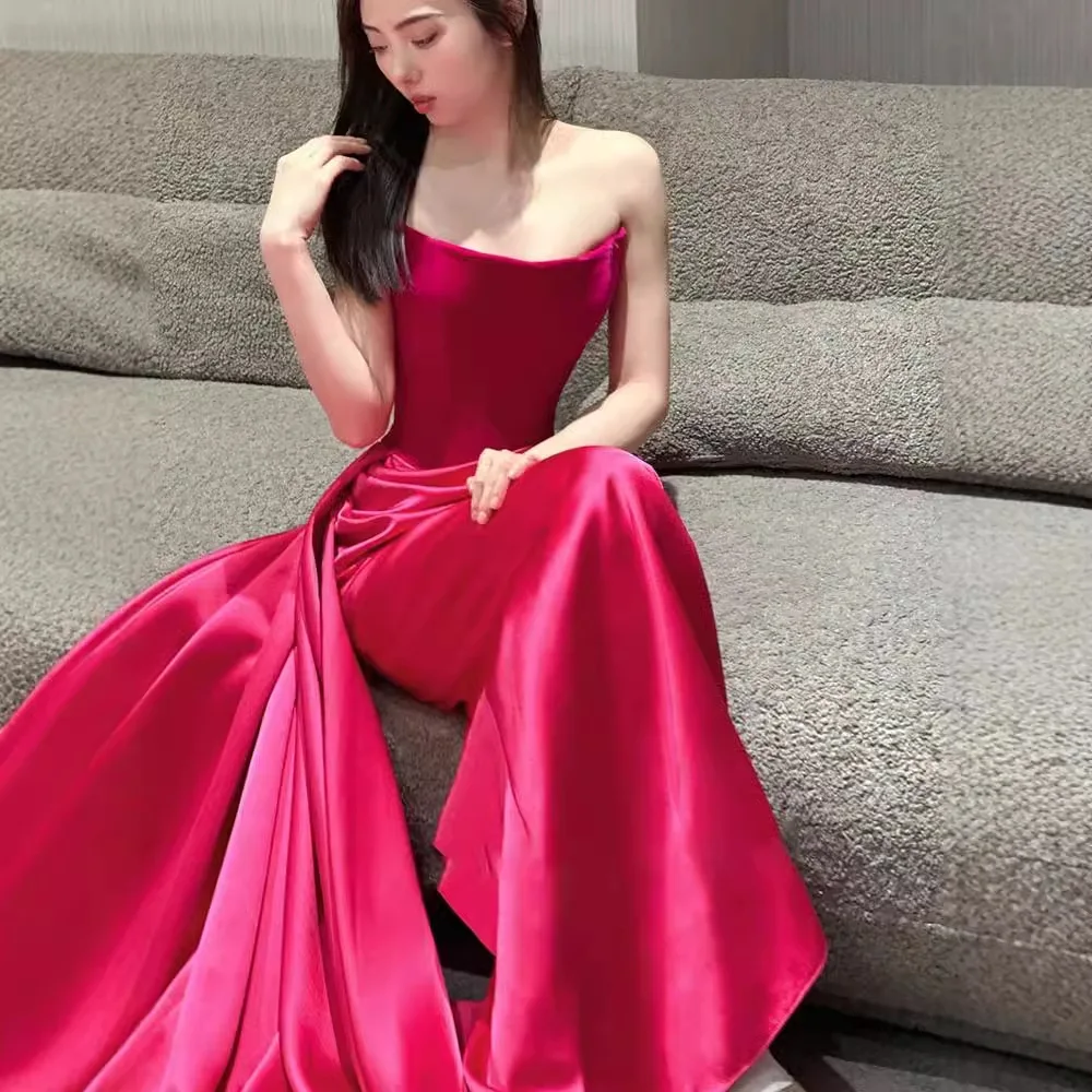 Luxuriöse Abendkleider, maßgeschneidert, klassisch, plissiert, Meerjungfrau, trägerlos, lange Kleider, rückenfrei, elegantes formelles Abschlussballkleid für Geburtstagsfeiern