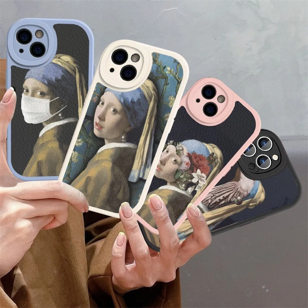 Girl With A Pearl Earring Vermeer Phone Case Hard Leather For iPhone 14 13 12 Mini 11 14 Pro Max Xs X Xr 7 8 Plus Fundas